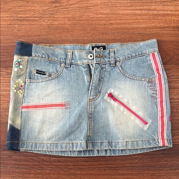 Dolce & Gabbana Pink and Blue Embellished Mini Skirt - Picture 1 of 7